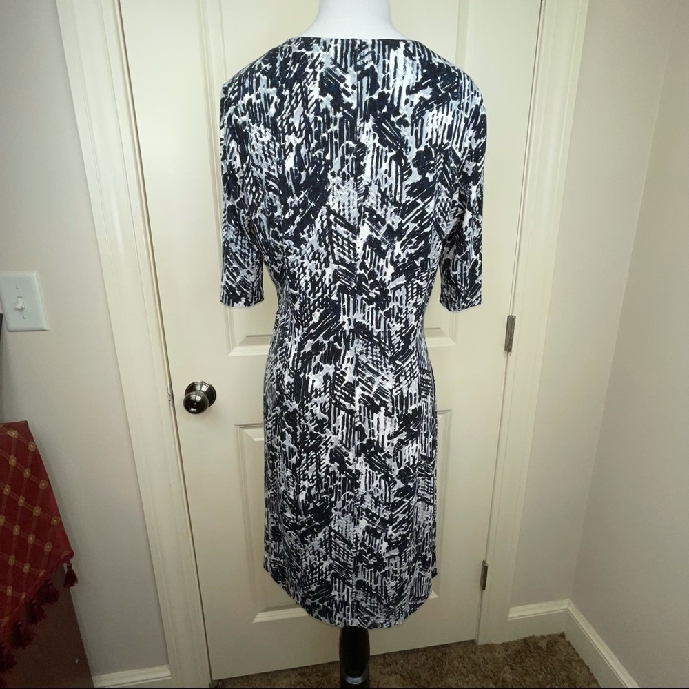 Nic+Zoe Black Multi Faux Wrap Midi Dress NWT M - Picture 5 of 16